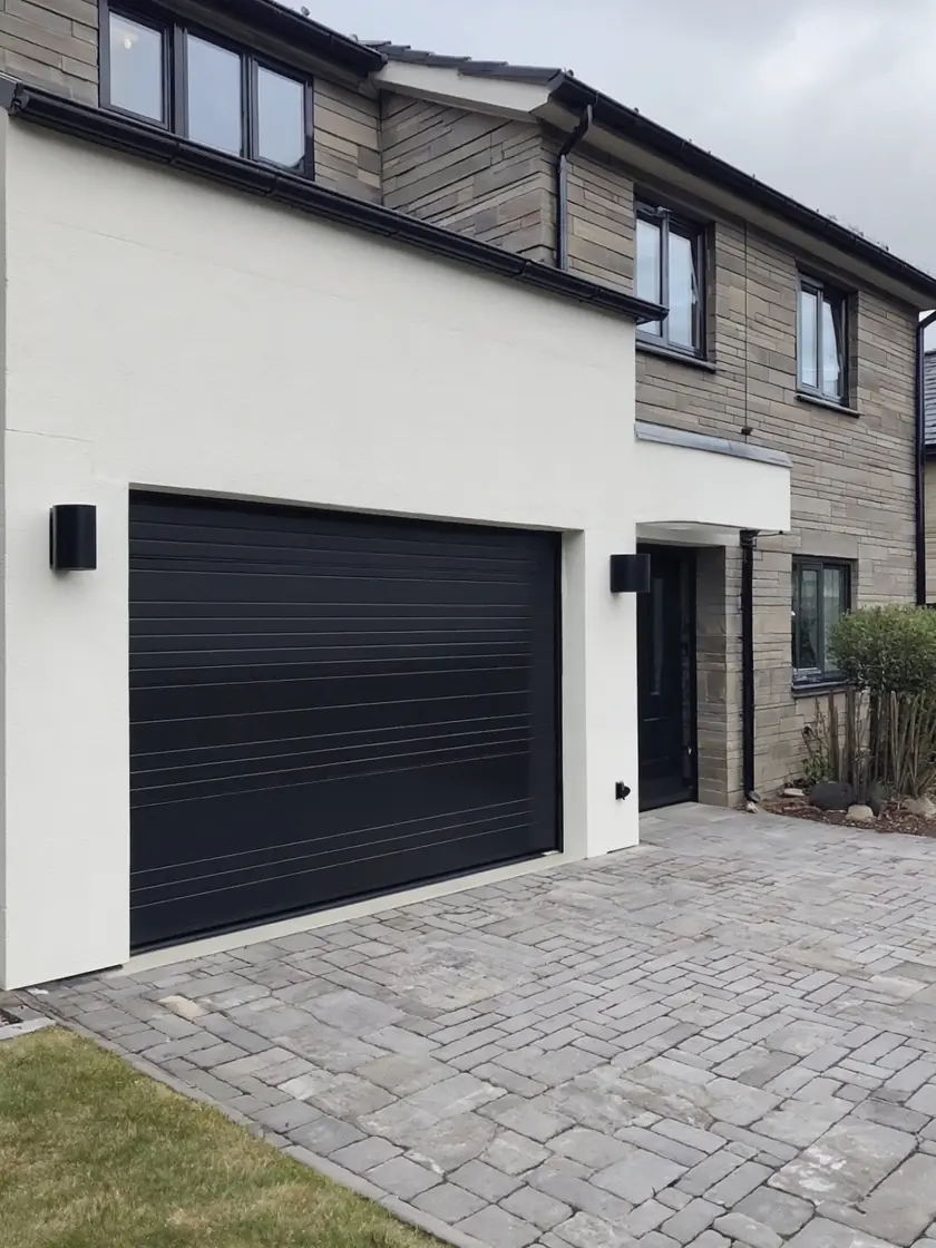 Garage door spraying: matt black door