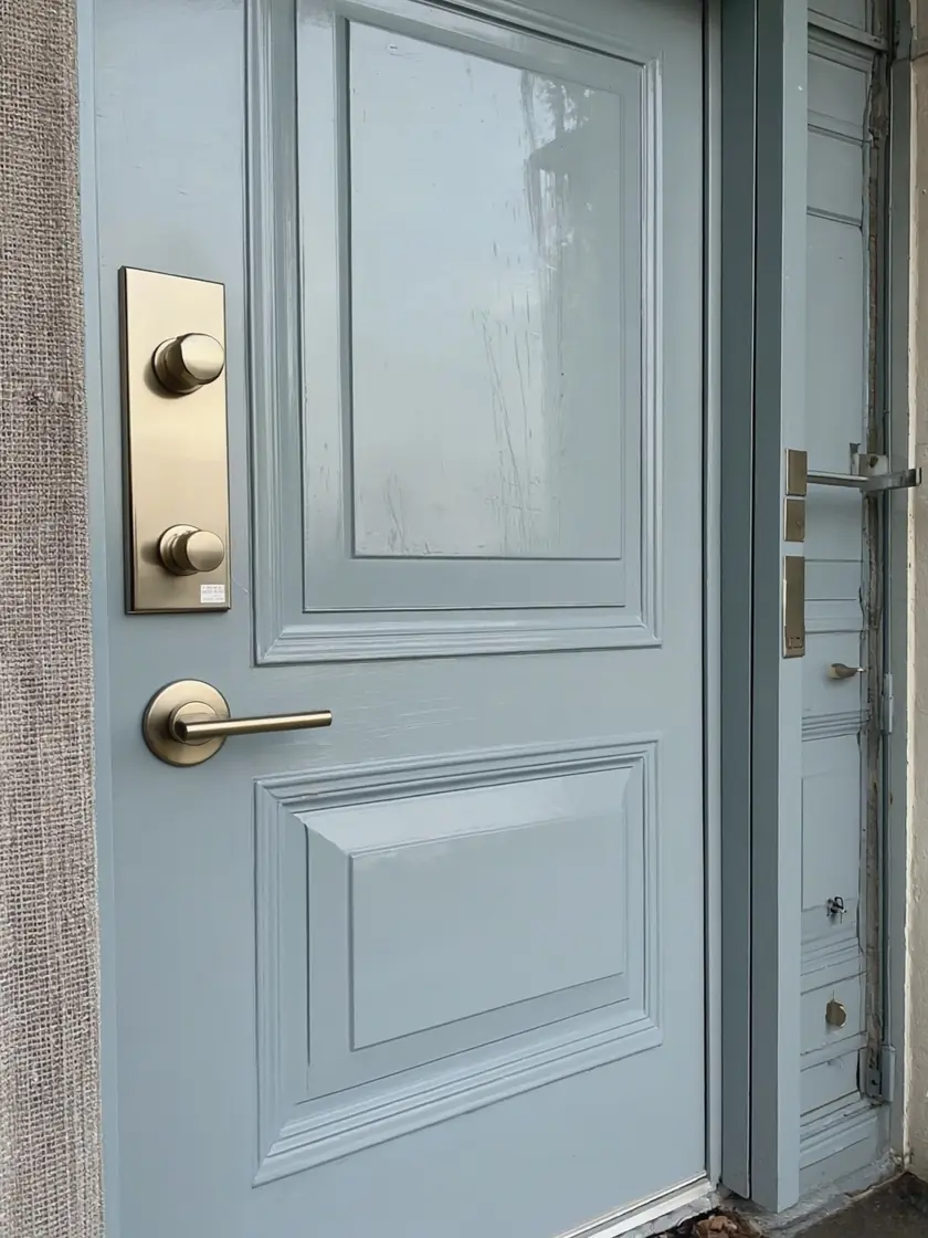 uPVC door spraying: door detail