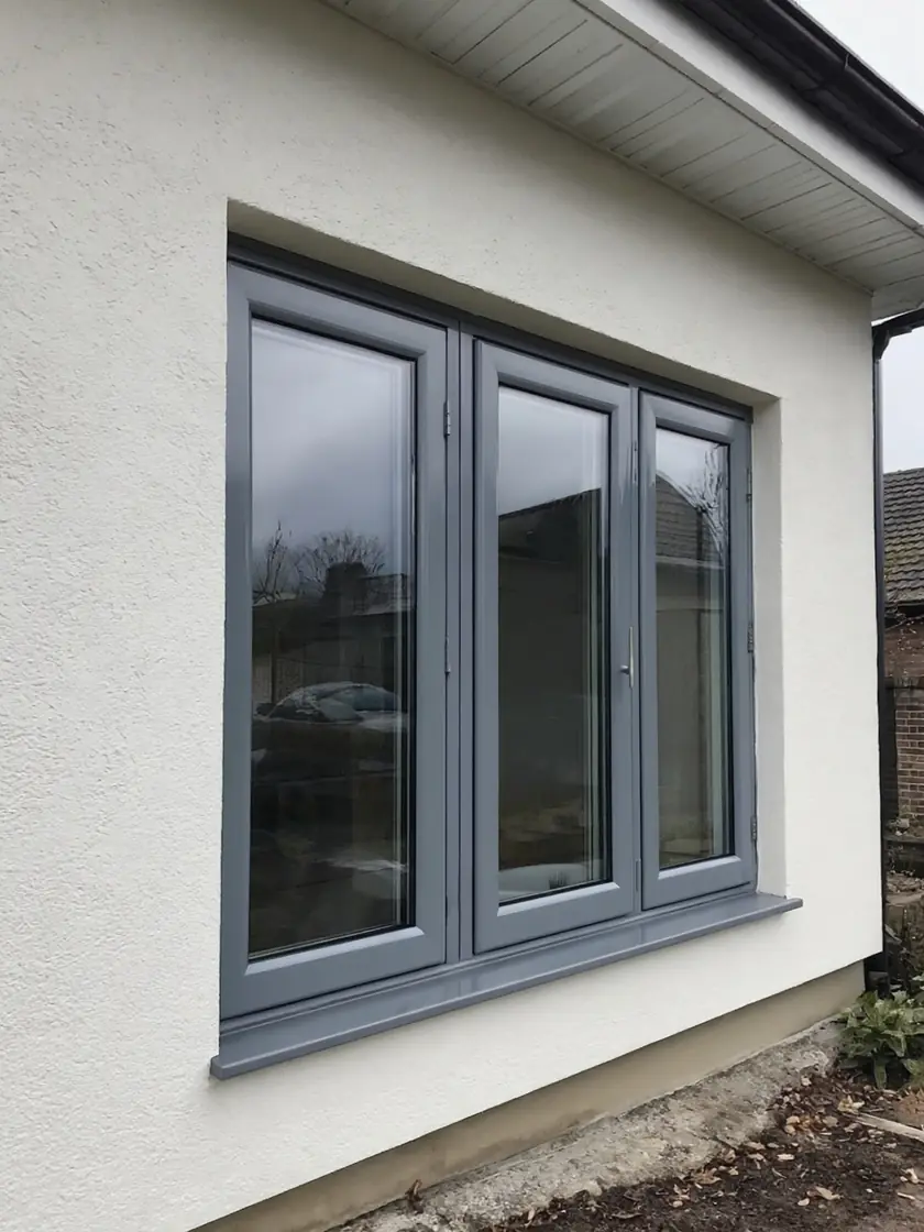 uPVC Window Spraying — freshly sprayed finish